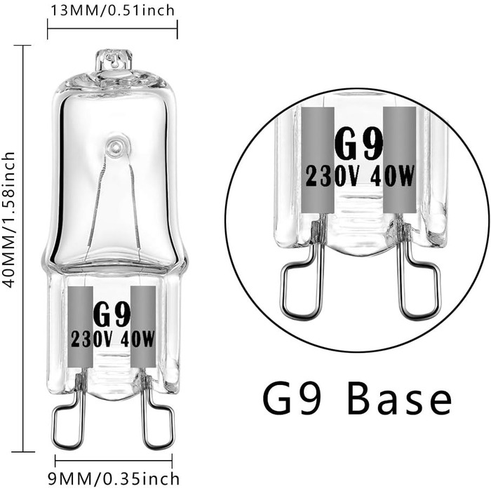 Лампа для духовки VINBE G9, галогенна лампа 40 Вт, 230 В для мікрохвильової печі, плити, духовки, 300 , теплий білий, 8 шт.