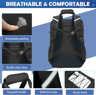 Сумка-холодильник на 42 банки, великий рюкзак-холодильник, тактична ізольована сумка для ланчу, сумка для пікніка на пляжі, барбекю, кемпінгу, чорна