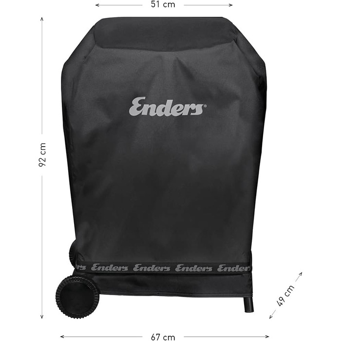 Захисний чохол Enders для газових грилів серії URBAN з візком, водонепроникний та стійкий до УФ-випромінювання, високоякісний поліестер (300D), чорний, 5699