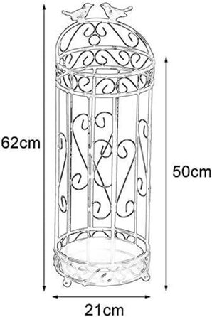 Підставка для парасольок HELGN Підставка для парасольок з кованого заліза, довгий тримач для парасольки, окремо стояча підставка для зберігання палиць для ходьби в приміщенні та на вулиці Рамка (кавовий колір) 21*62см Кавовий колір