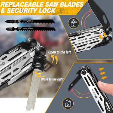 Подарунок для чоловіків, мультитули BIBURY, складні плоскогубці Outdoor Multi Tool з покращеними ножицями та викруткою, мультитули