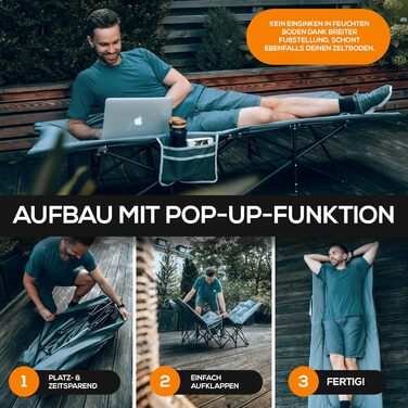 Розкладне похідне ліжко зі зручним бавовняним наповнювачем інтегрована подушка та матрац Гостьове ліжко Туристичне ліжко Пляжний шезлонг Садовий шезлонг Дорожнє ліжко Розкладне ліжко для дорослих Розкладне ліжко 190 x 67 см Кам&39яно-сірий