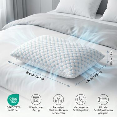 Охолоджувальна подушка 40x80, подушка з піни з ефектом пам&39яті, ергономічна подушка для підтримки шиї, подушка для шиї, подушка 40x80, охолоджувальна подушка, подушка для відновлення, (хмарна подушка Cloudpillo англ.)