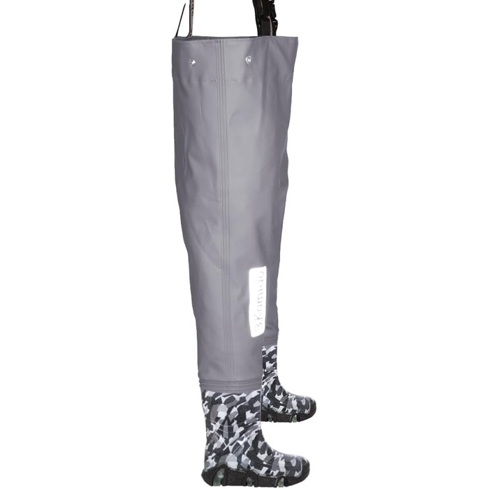 Дитячі вейдерси, дитячі нагрудні вейдерси, моделі, Craft, СІРИЙ камуфляж, регульований пояс Spider, міцні підтяжки, пряжка Nexus, рибальські вейдерси для дітей 21-36 EU 23-24 камуфляжний сірий