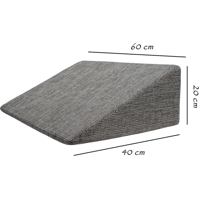 Фантастична міні-клинна подушка 60x40x20 см універсальна клиноподібна подушка. Подушка для читання для ліжка та дивана. Зручна спинка з чохлом, який можна прати. Формостійка рефлюксна подушка. Сірий меланж