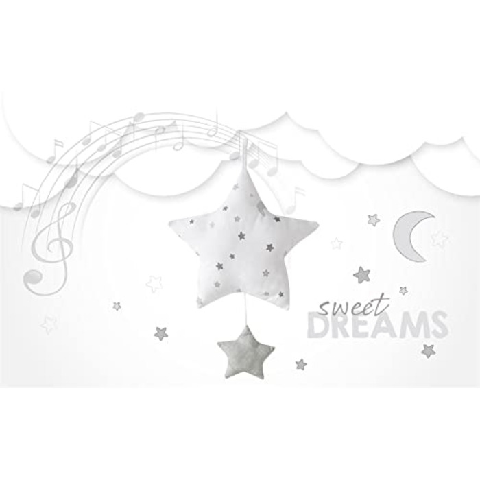 Дитяче ліжечко 60x120 см, приліжкове ліжечко для батьків з повним комплектом аксесуарів Білий / Маленькі зірочки