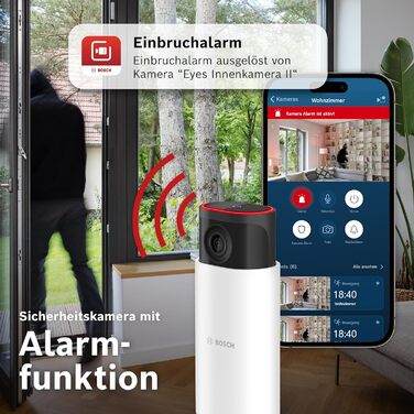 Внутрішня камера Bosch Smart Home Eyes II, внутрішня камера безпеки 1080p WiFi, сумісна з Storeo Alexa, лише рух