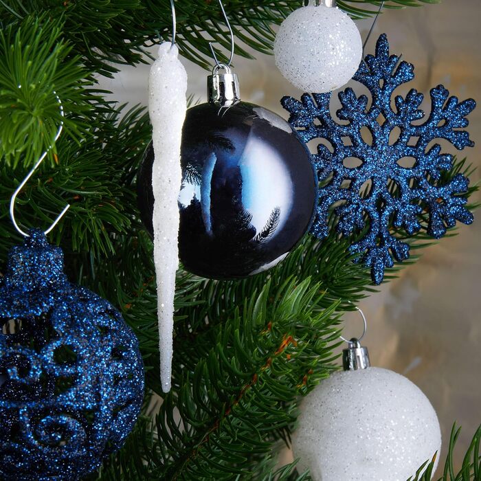 Набір ялинкових прикрас преміум-класу 128 предметів синьо-білі BRUBAKER