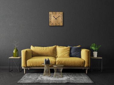 Квадратний настінний годинник FLEXISTYLE з дерева (дуб), 40x40 см, безшумний механізм, колір чорний дуб