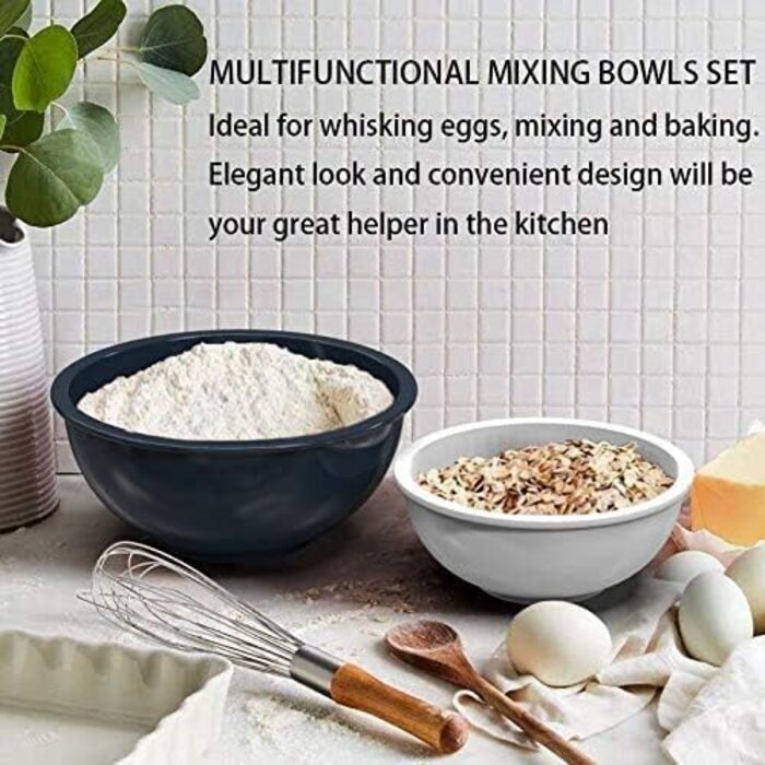 Набір мисок для змішування AIKKIL з 6 шт. , пластикова салатниця Nist з кришкою, миска з кришкою, містить 2 виделки та 4 мірні лож