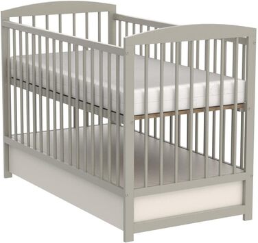 Дитяче ліжечко/спальне місце Love For Sleep 120x60 см з поролоновим матрацом сірого кольору, дитяче ліжко Jacob, дерев&39яне - Дитяче ліжко, Ліжечко-трансформер