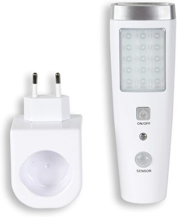 Датчик присутності - Кутове виявлення 60 - 15 передніх світлодіодів та 5 верхніх світлодіодів - Перезаряджається від мережі - Бездротовий індукційний зарядний пристрій - 3,7 В - Батарейка 15 см - Портативний ліхтарик - Білий