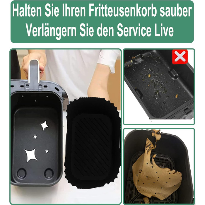 Аксесуари для подвійної фритюрниці Smlntbu двох розмірів для Philips 3000 Series 9L 6L/3L, Tefal EY9018 5.2/3.1L, Cecotec Cecofry DuoSize 9L 5.5/3.5L, 6 шт. Подвійні аксесуари з силіконовою формою для фритюрниці