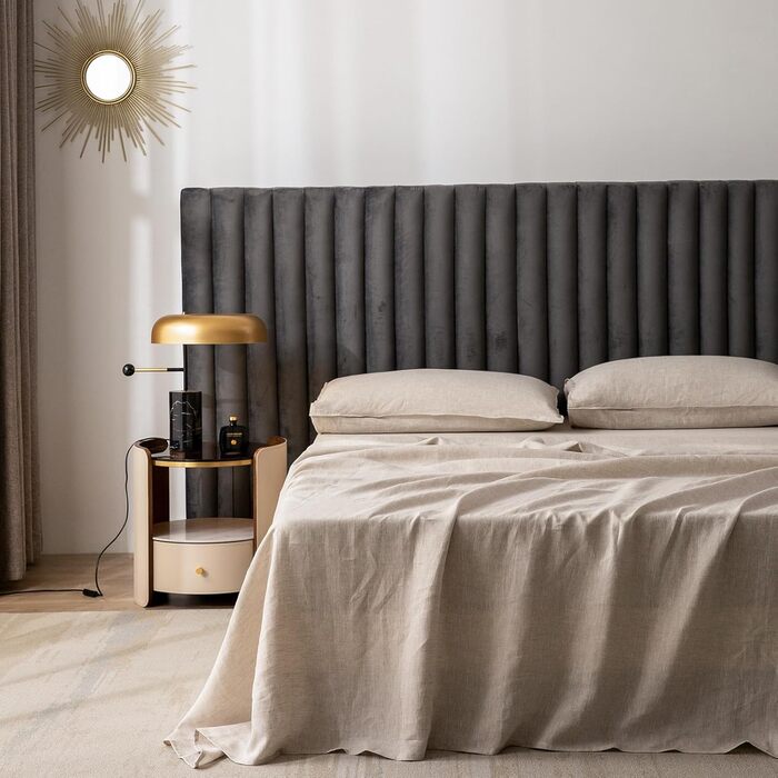 Льняна постільна білизна CHUFFED, 100 льон, простирадло з пранням, дихаюча постільна білизна для фермерських будинків, м&39яке пране покриття, лише простирадло, 1 простирадло (150 см x 250 см, натуральний льон), 150250 см