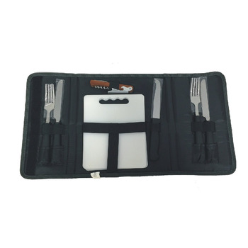 Посуд для пікніка, столові прибори для пікніка, посуд для кемпінгу, дорожні столові прибори (чорні)