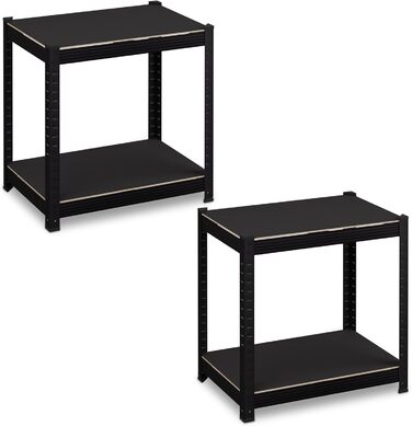 Міцний стелаж Relaxdays, ВxШxГ 120x60x40 см, 4 полиці, сталь, чорний 1000 кг, полиця для зберігання в підвалі, гаражі, підключається до розетки