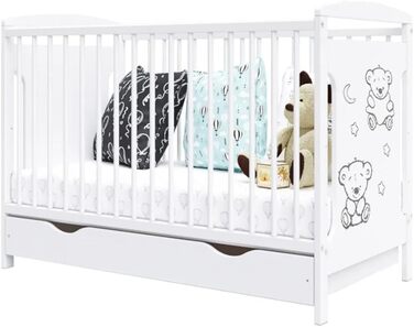 Дитяче ліжко універсальне Тед 60x120 см, включаючи шухляду та комплект для переобладнання