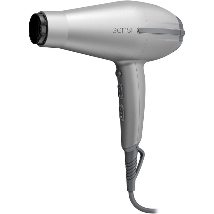 Професійний фен Gama Italy Tempo 5D Sensi, 2200 Вт, інноваційна технологія 5D Ultra Ozone Ion Protect для максимального догляду та захисту волосся, 530 г, сріблястий/чорний