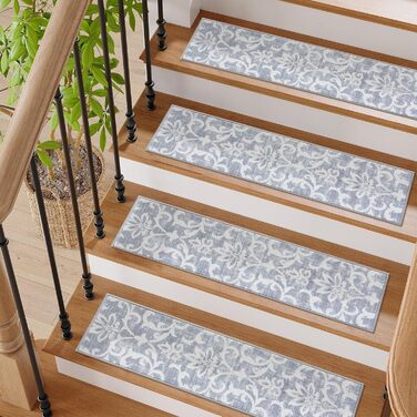 Сходинки для сходів Lahome сірого кольору зі штучної вовни, 20,3 x 76,2 см, нековзка основа, м&39яка поверхня, що миються, доріжки для сходів, східні доріжки для дітей, для домашніх тварин, 15 шт.