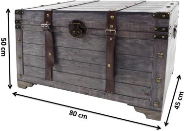 Скриня Kobolo KUBA з сірого дерева зі скарбами 80x45x50 см