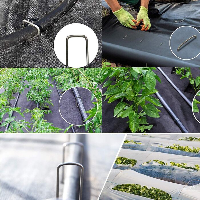 Скоб для ландшафтного дизайну, 30,5 см, садові кілки, кілки для паркану, металеві кілочки для намету, оцинкована сталь, скоби для ландшафтної тканини, скоби для дернової землі 50 шт. - 12 дюймів, 50