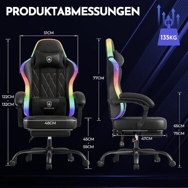 Ігрове крісло GTPLAYER, офісне крісло, ігрове крісло зі світлодіодною стрічкою, геймерське крісло, спинка з кишенею для зберігання, ергономічне комп&39ютерне крісло з пультом дистанційного керування