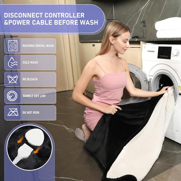 Ковдра з підігрівом та автоматичним вимкненням, 130x180 см, 10 налаштувань температури, 8-годинний таймер автоматичного вимкнення, захист від перегріву, фланелева ковдра з підігрівом, можна прати в пральній машині, для дому та офісу, темно-сіра, 130 x 180