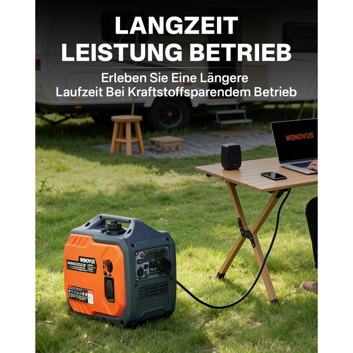 Надзвичайно тихий портативний 4-тактний генератор потужністю 1900 Вт з розеткою 230 В та USB-інвертором, бензиновий аварійний генератор для резервного живлення під час відключення електроенергії, ідеально підходить для кемпінгу, караванів, автофургонів та