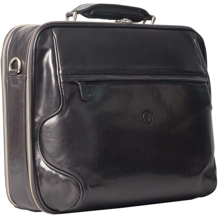 Італійська розкішна шкіряна сумка для ноутбука Volterra в чорному кольорі