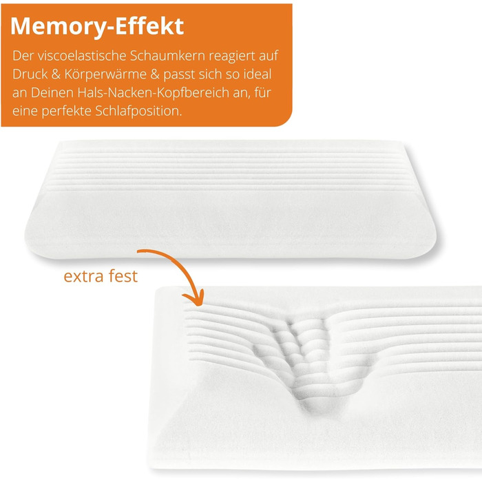 Ортопедична подушка для шиї Sleepling, надзвичайно жорстка тверда віско-подушка 40 x 80 см, в&39язкоеластична подушка, піна з ефектом пам&39яті, можна прати, сертифікована Oeko-Tex, зроблена в ЄС, біла, НАДЗВИЧАЙНО ТВЕРДА 40 x 80 см