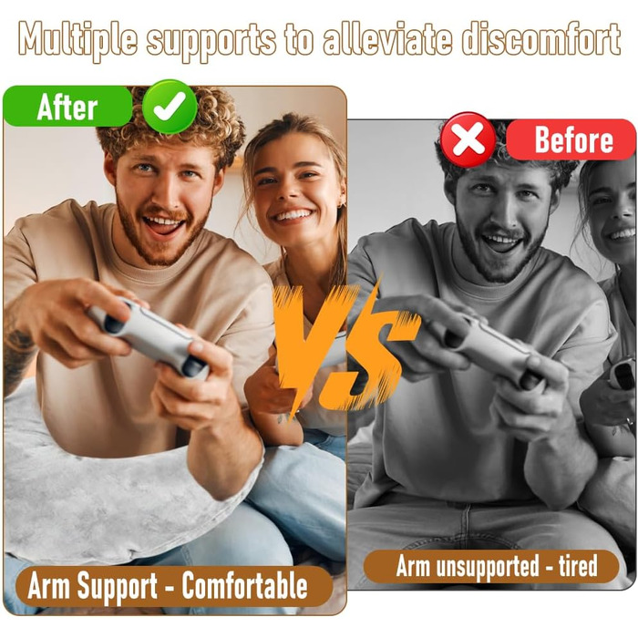 Ігрова подушка для читання, ергономічна надувна подушка для підтримки рук для тривалих ігрових сесій, в&39язана гачком подушка, геймерська подушка, подушка для гравця, подушка для читання для сидіння на ліжку/дивані/підлозі (сіра)