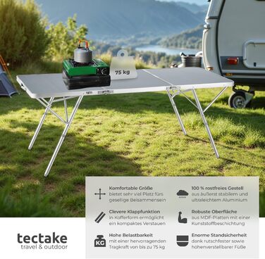 Стіл для кемпінгу tectake, розкладний стіл, великий розкладний садовий стіл, стійкий до атмосферних впливів, 180 x 70 x 70,5 см, як стіл для патіо, для балкону, кемпінгу, фестивалю, стіл для обклеювання шпалерами