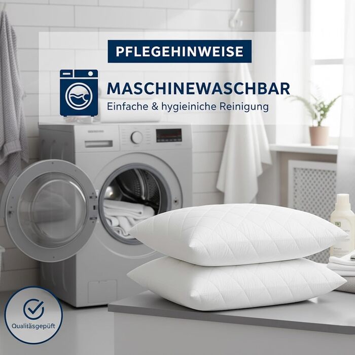 Стьобані подушки, 2 шт. (80x80 см), подушки готельної якості, подушки для сну на боці, швидко відновлюються, пилонепроникні, високоякісні наповнені подушки 80x80 см - 2 шт., білі