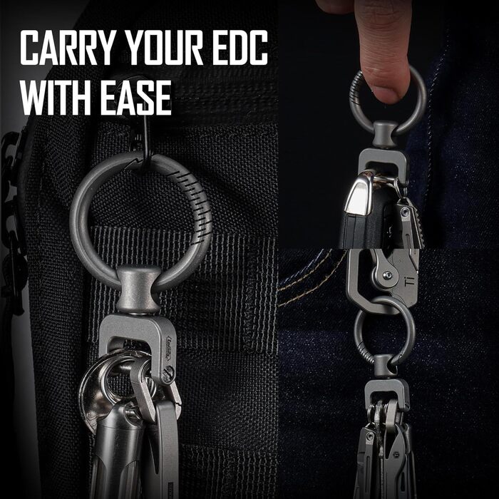 Титановий брелок KeyUnity з боковим принтом, мінімалістичний брелок із швидким відстібанням для карабіна, ключів від машини та ключів від будинку Ka36m
