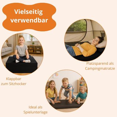 Розкладний матрац Гостьовий матрац Ліжко для екстреної допомоги Мікрофібра Зроблено в ЄС Стандарт Oeko-Tex 100 Універсальна жорсткість Чохол, який можна прати 65 x 196 x 8,5 см, Чорний, Односпальне ліжко, 192894