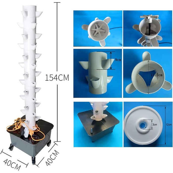 Ярусів, 45 отворів, система вирощування в аквапоніці, набір для аеропоніки в саду без грунту для вирощування трав, фруктів і овочів з гідратаційним насосом, адаптером, сітчастими горщиками, 15