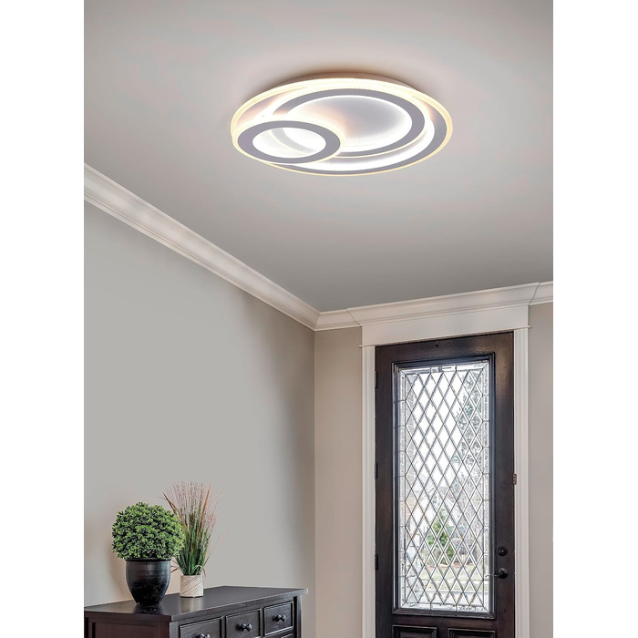 Стеля LED-світильник Trio Leuchten Mita 629210331, матовий білий метал, акрил, 74 Вт, з пультом, димером та зміною кольорів, діаметр 51 см