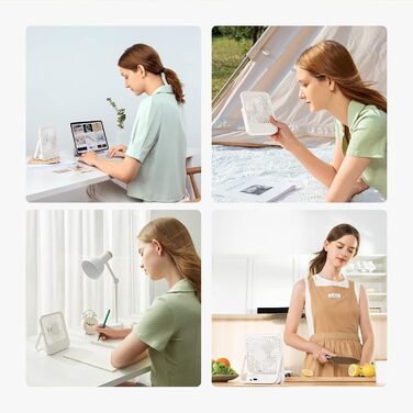 Настільний вентилятор JISULIFE Quiet, 4500mAh Mini Fan Battery Rechargeable, 180 Foldable Portable Fan Small, 4 speeds Adjusted For Home Office Travel-White