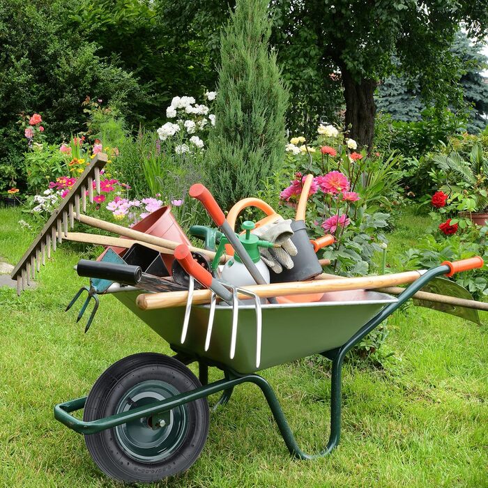 Колесо для тачки Relaxdays 4.80/4.00-8, пневматичне, запасне колесо для тачки, сталевий диск, шина для тачки, чорний/зелений, 39 x 39 x 9 см