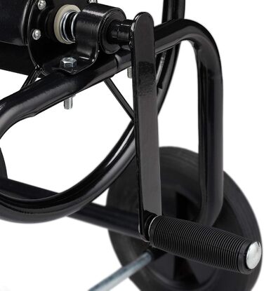 Шлангбарабан Relaxdays металевий, 4 колеса, XL, з ручкою, для 60м шланга, HBT 81 x 48 x 80 см, чорний