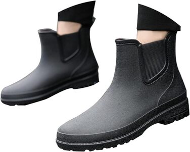 Чоловічі гумові чоботи універсальні, водонепроникні зносостійкі дощовики, легкі чоботи без шнурівки, м&39які зручні робочі чоботи, садові чоботи, захисне взуття, рибальські чоботи, чорні, EU 44