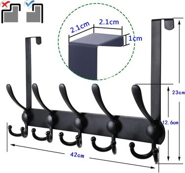 Гачки дверні LYLIN з нержавіючої сталі, вішалка дверна на 15 гачків, гачки дверні без свердління, гачки дверні для кухні, ванної,