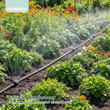 Шланг для поливу Relaxdays, 20 м, для газонів та клумб, плоский, з отворами, шланг-розпилювач, для саду, чорний