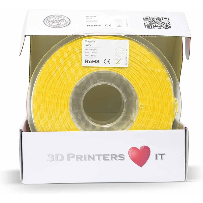 Мм ЖОВТИЙ 1кг - нитка для 3D-друку преміумкласу, легко друкується, ідеально підходить для моделей та прототипів, 3D PLA 1.75