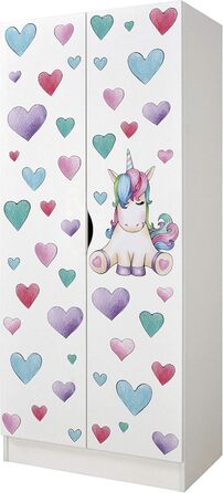 Біла дводверна шафа - Roma - функціональна шафа з розсувними дверима, Dim 70 x 42.5 x 161.5 (H) см, шафа для одягу, меблі для діте