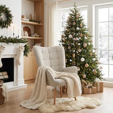 Крісло-реклайнер М&39які крісла Одинарний диван з дерев&39яними ніжками Крісло-підголовник для вітальні Спальні Офісний туалетний столик, тканина, бежевий