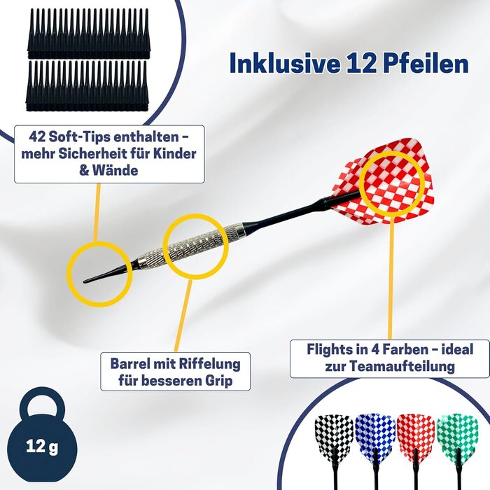 Найкращий спортивний електронний дартс Coventry - 27 ігор зі 159 варіаціями, до 16 гравців, 12 дротиків та запасні наконечники, світлодіодний дисплей, звуковий ефект, білий павук із тайфуном - м&39які дартс, 3 шт.