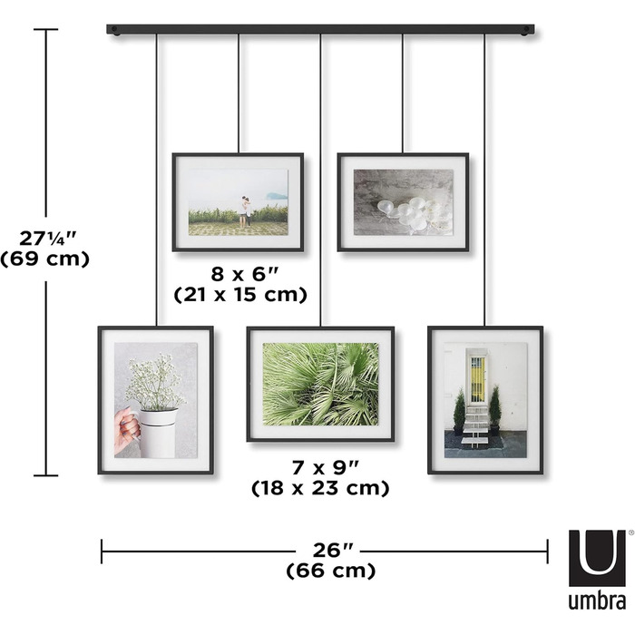 Гнучкий набір рамок для фотографій для горизонтального та діагонального монтажу, на 5 рамок, художні репродукції, фотографії, 10 x