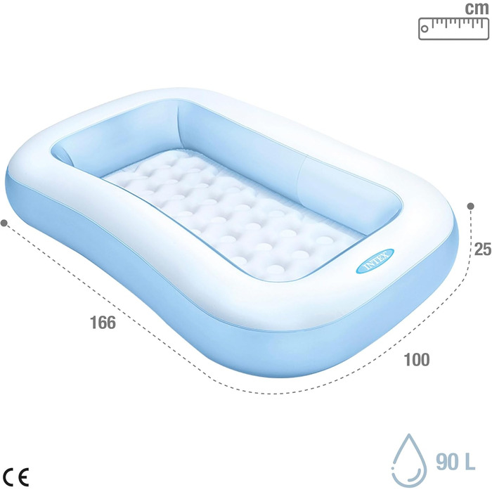 Прямокутний басейн Intex - Дитячий надземний басейн - Дитячий басейн - 166 x 100 см x 25 см - Для 2 років