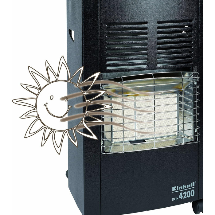 Керамічний газовий обігрівач Einhell KGH 4200 (вкл. регулятор тиску газу), чорний, 4200 Вт